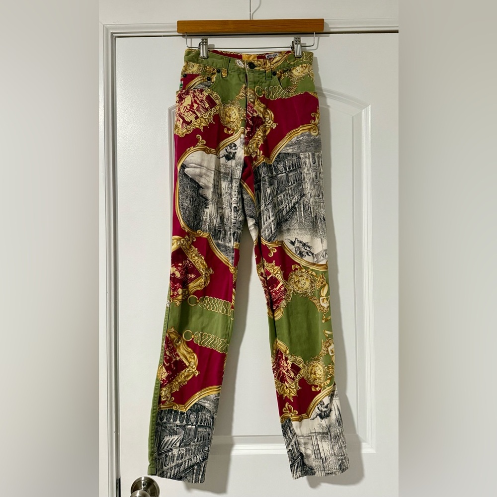 VINTAGE 90s PRINTED MOSCHINO JEANS (size small - approx 0-2)